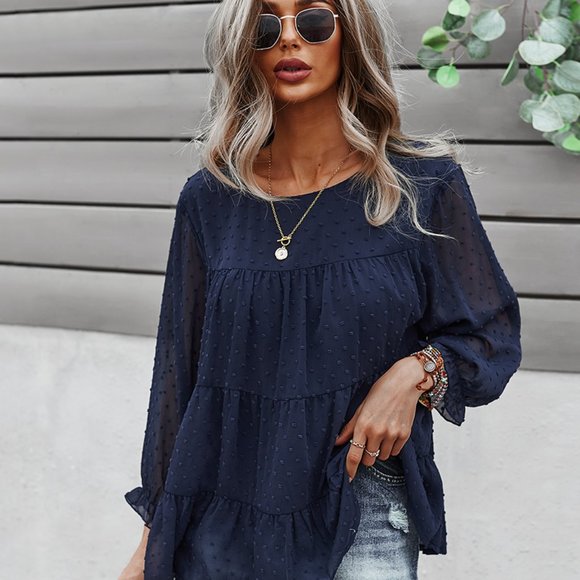 VINTAGE BOHO CHIC LAYERED BELL SLEEVED BLOUSE - Picture 2 of 8